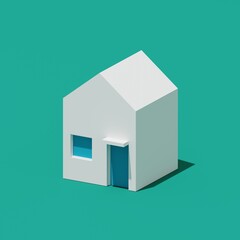 3d render of a minimal house isolated on solid color background, Real estate concept