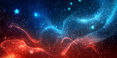 Abstract Memorial Day Design with Glowing Stars and Stripes