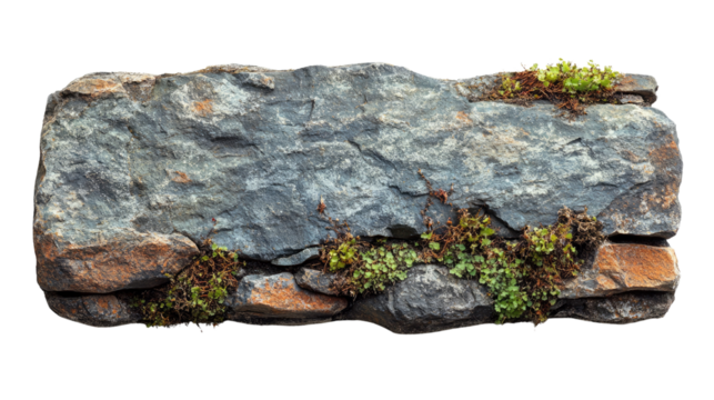 Old stone sign plate isolated on a transparent background