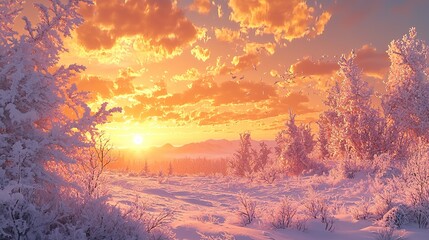 Winter Sunset Landscape