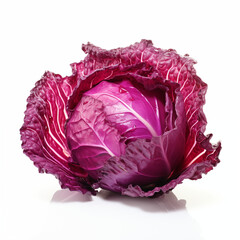 Obraz premium Fresh Red Cabbage Vibrant Purple Vegetable Isolated on White