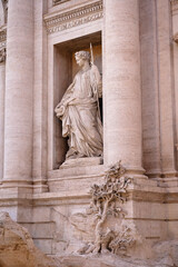 Close-up of a statue at Trevi Fountain with intricate details