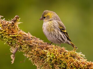 Serene Siskin on Mossy Branch