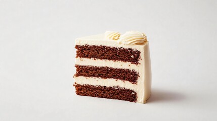 A Slice of Chocolate Cake Art: Layered Delight with Vanilla Frosting. This tempting image captures the essence of indulgence with moist cake and creamy buttercream.