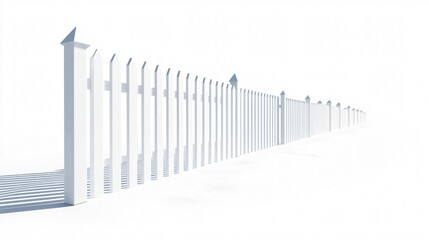 White Picket Fence on White Background: Minimalist Design and Abstract Art