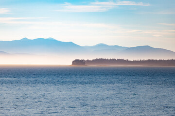 Foggy morning along the rugged Alaskan coastline