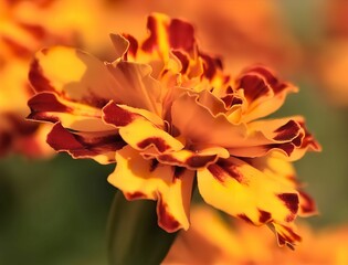 Fototapeta premium Marigold Bloom: A Symphony of Warm Colors