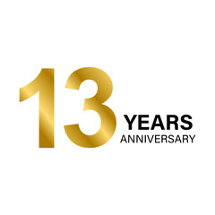 13 years anniversary gold icon vector for graphic design, logo, website, social media, mobile app, UI illustration