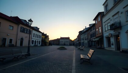 Fototapeta premium a bench sitting in the middle of a street