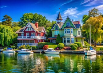 Obraz premium Toronto Island Architectural Photography: Victorian Homes & Lakeside Views