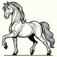 Horse Drawing Black and White Coloring Page