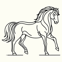Horse Drawing Black and White Coloring Page