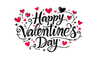 Handwritten style with playful hearts for the holiday of love.