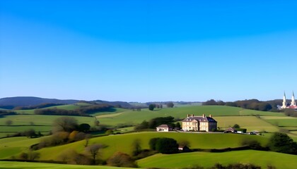 a large house in the middle of a lush green field