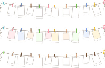 インスタントフィルム風フォトフレームのベクター素材イラストセット