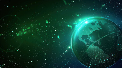 Obraz premium Modern Technology Concept with Green and Blue Background. Illustration of Eco-Friendly Digital Interface.