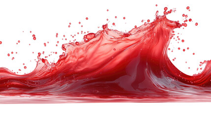 Vibrant and energetic splash of a red liquid similar to red berry jam, syrup, juice or punch isolated on a transparent background