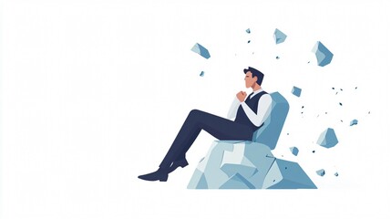 Fototapeta premium professional business person sitting on rock