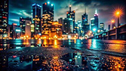 Urban Exploration: Glimmering Dark Cityscape - Abstract Background