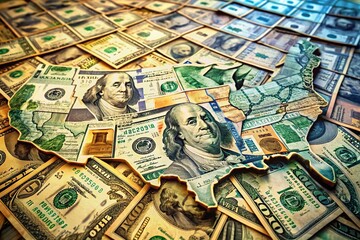 Obraz premium USA Map Crafted from Dollar Bills: Architectural Photography