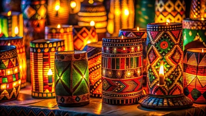 Fotobehang Vibrant African Patterns Night Photography - Celebrating Black History © Supittra