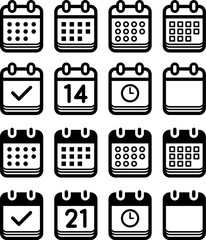 vector set of calendar icons isolated on white background. simple calendar icons for apps and web design