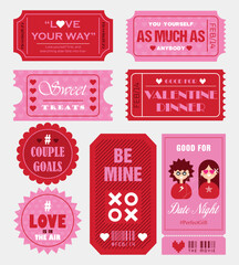 Set of Valentine's Day Tickets and Coupon. Art & Illustration