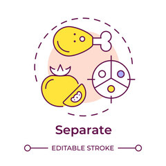 Separate multi color concept icon. Food management, portion control. Nutrition, diet. Round shape line illustration. Abstract idea. Graphic design. Easy to use in infographic, presentation