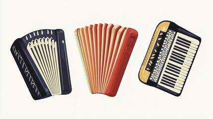 Accordion Symphony: A Captivating Composition of Vintage and Modern Accordions in a Melodic Ensemble
