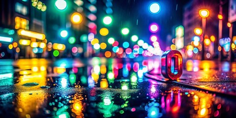 Vibrant Neon Numbers Background: Abstract Colorful Light Display for Design