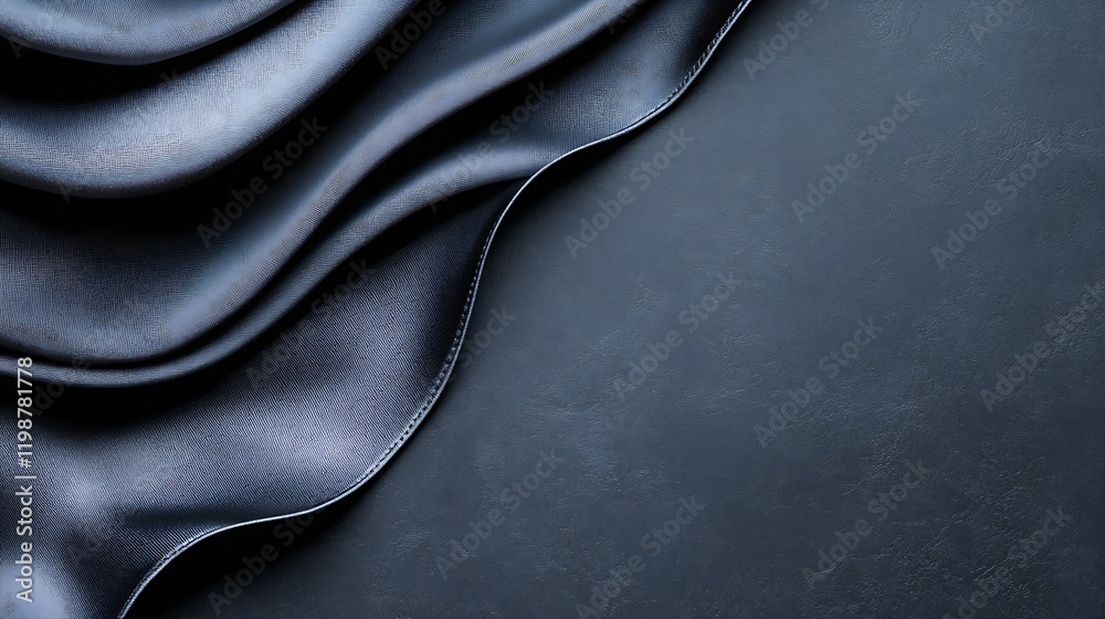 Aufkleber luxurious dark satin fabric with elegant rippled texture background design : generative ai