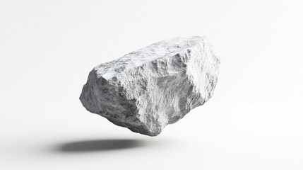 Naklejka premium Floating Rock on White Background: A Minimalist 3D Render of Surreal Stone Art