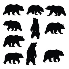 Bear  black silhouette animals Vector Illustrator with white background 