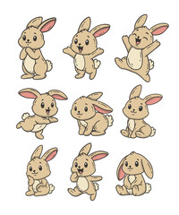 Cute Rabbit Doodle Style Illustration