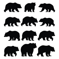 Bear  black silhouette animals Vector Illustrator with white background 