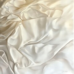 Obraz premium Discover the soft brilliance of white satin fabric elegantly draped, showcasing smooth textures and delicate folds. An ideal backdrop for artistic photography.