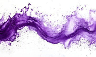 Abstract purple liquid splash flowing on white.
