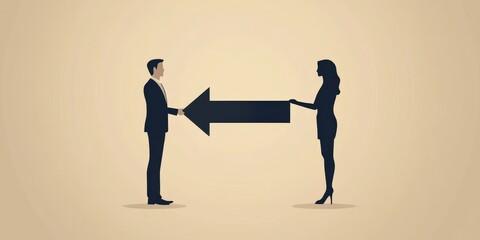 Obraz premium Business people, creative team holding and caring growth arrow as symbol of success, support and development. Business concept illustration, Generative AI