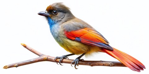 Fototapeta premium Vibrant Siberian Jay Bird, Colorful Plumage, Isolated on White Background, Wildlife Photography