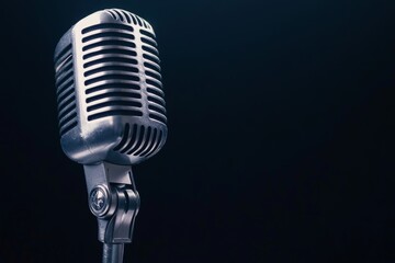 Fototapeta premium Vintage Microphone on Stage A Classic Icon of Sound and Performance