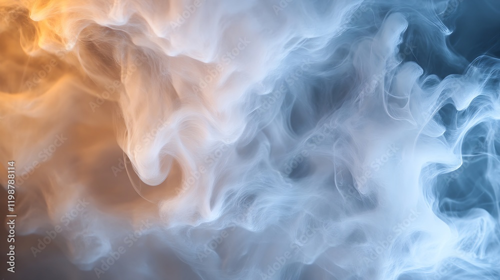 Aufkleber mesmerizing blue and orange smoke abstract background with ethereal swirls : generative ai