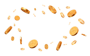 3d flying golden coins of Brazilian Real on white isolated background. Rich or casino luck concept. Precious expensive treasure. Stock vector illustration on isolated background