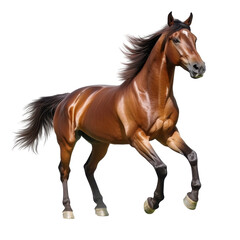 Obraz premium Majestic Running Horse Captured in Dynamic Motion Against a Vibrant Background