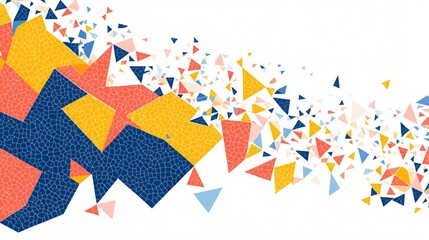 Obraz premium Abstract Mosaic Art with Colorful Triangles on White Background - Geometric Shapes and Creative Design Elements for Modern Art Projects