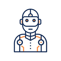 Modern Robot Line Art Icon with Minimalist Colors for AI, Robotics, and Technology Branding