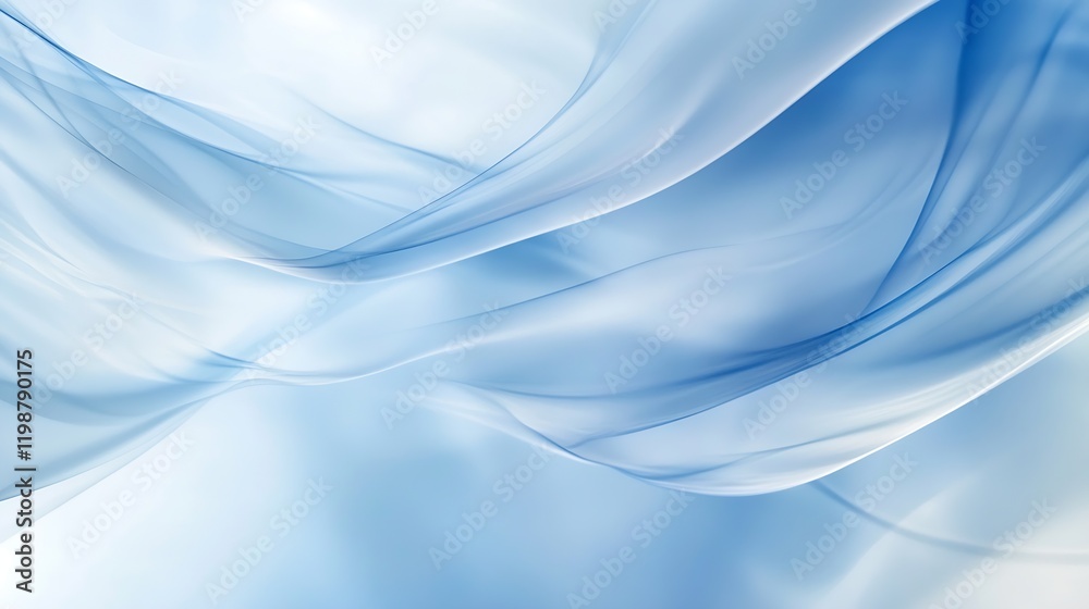 Poster Delicate Blue Swoosh Lines Creating a Smooth Flowing Abstract Background : Generative AI