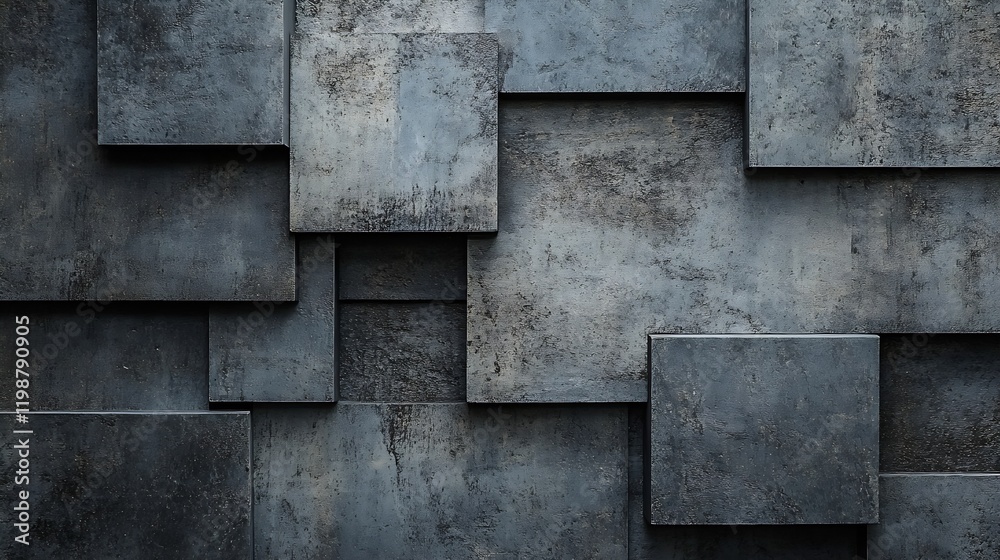 Poster Abstract Grunge Stone Wall Texture with Dark and Weathered Blocks : Generative AI