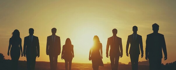 Global business concept. Silhouette of business people., Generative AI