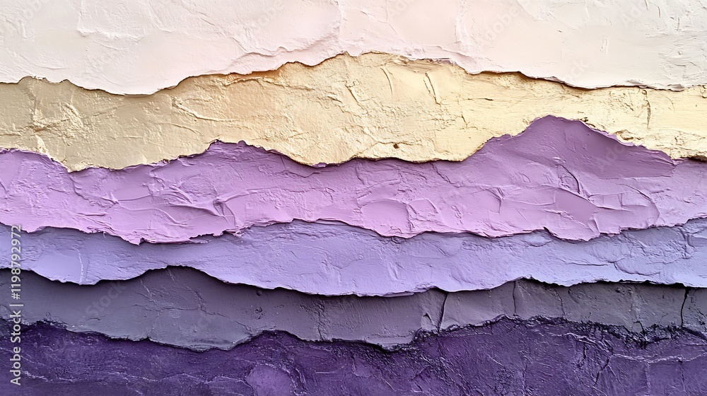 Poster Textured abstract art in soothing pastel shades with layered horizontal formations : Generative AI