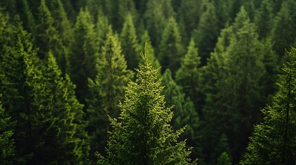 Obraz premium Lush Green Evergreen Forest Aerial View Capturing Nature's Vastness : Generative AI